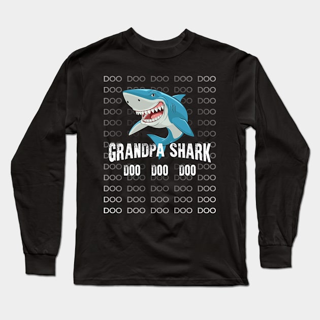 Grandpa Shark Shirt Doo Doo Matching Family Shark T-Shirt Long Sleeve T-Shirt by Adamita